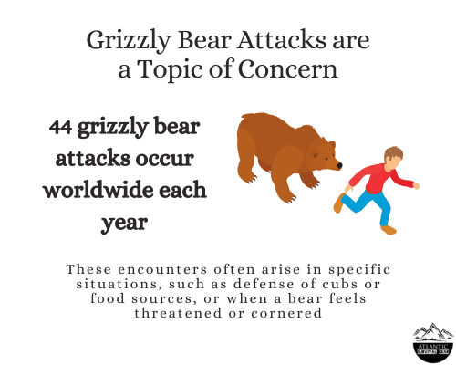 Grizzly bear interaction with humans, grizzly bear attacks, graph, visual, Atlantic Survival Gear